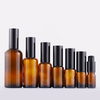 1-100ml amber spray glass bottle black pump round amber spray glass bottle black pump