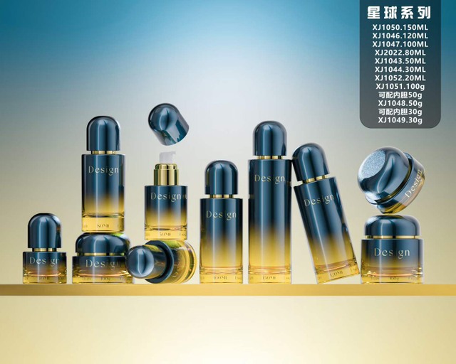 Electroplating Cosmetic Glass Bottle Luxury Eye Cream Jar Lotion Toner Bottle Pump with Mushroom cap
