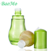 Electroplating Green Cosmetic Glass Bottle With Bamboo Lids