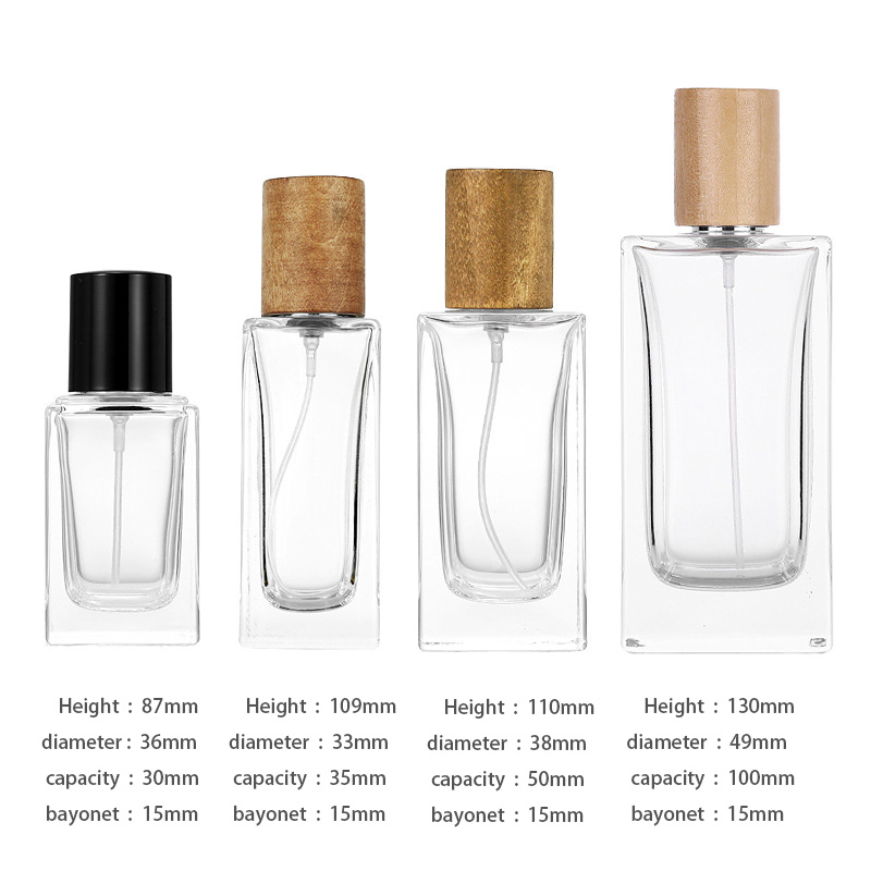 square glass thick bottle with wood cap