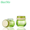 Electroplating Green Cosmetic Glass Bottle With Bamboo Lids