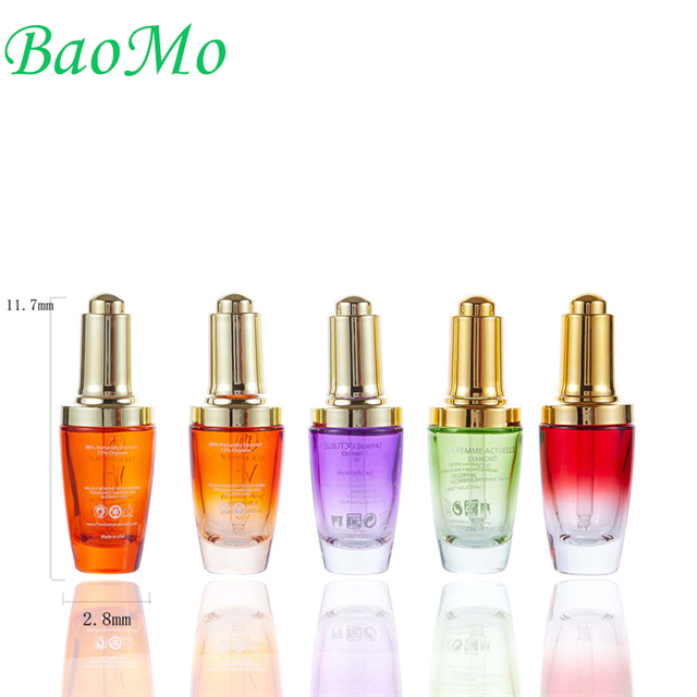 Round Pink High End Glass Serum Bottle