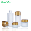 Electroplating Flat Shoulder White Cosmetic Glass Bottle