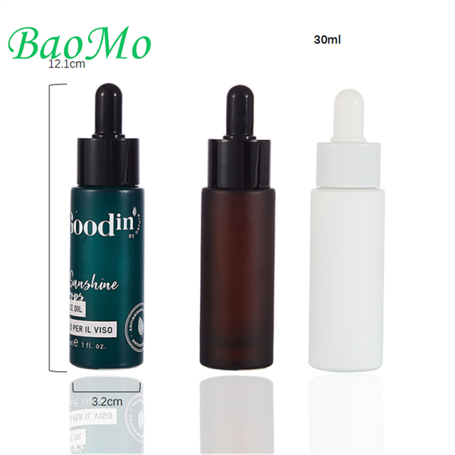 30ml White Cosmetic Glass Bottle With Plastic Cap