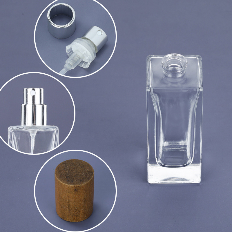 square glass thick bottle with wood cap