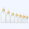 Empty 5ml 10ml 15ml 20ml 30ml 50ml 100ml Clear Frosted Serum Glass Dropper Bottle Bamboo Cap