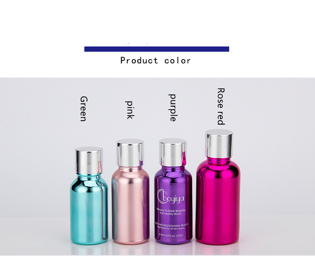 Luxury 30ml 50ml UV coated pink green blue purple rose red Glass bottle with dropper and cap for Essential oil or perfume