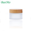 wooden wood grain empty cosmetic packaging clear frosted 20g 30g 50g glass bottle and jars with wooden lid