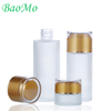 Electroplating Flat Shoulder White Cosmetic Glass Bottle