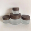 Recyclable Frosted Jars Wood Cap Multiple Sizes