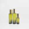 Cosmetic packaging 120ml pump green glass bottle and jar