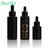 Matte Black Cosmetic Glass Bottle With Aluminum Dropper For Essential Oil